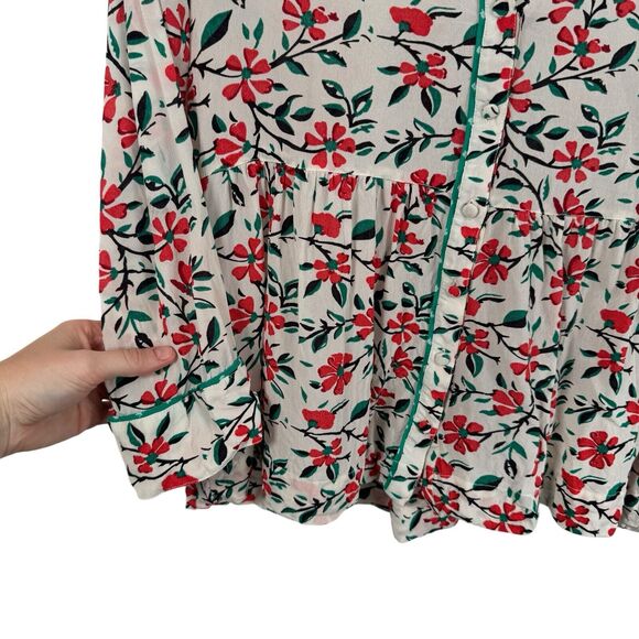 Stella Forest White Floral Blouse Sheer Button Front Womens FR 40 US Large - Picture 2 of 6